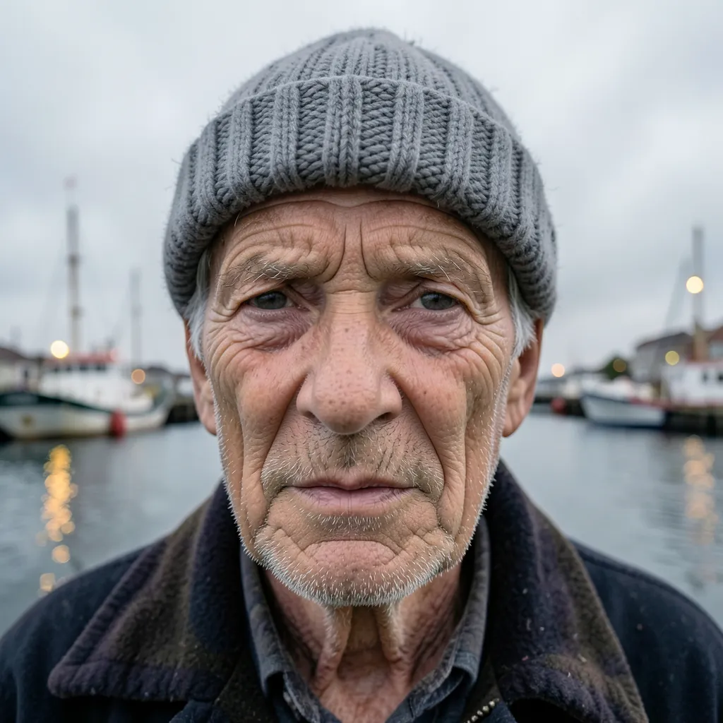 Portrait of an elderly fisherman generated with FLUX.2 Klein on deAPI